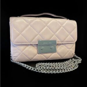 EUC Michael Kors Sloan ballet PINK Quilted Leather Messenger/Shoulder/Flap Bag